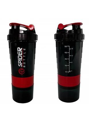 Шейкер спортивний spider ef-7200-r 0,5 л, чорно-червоний