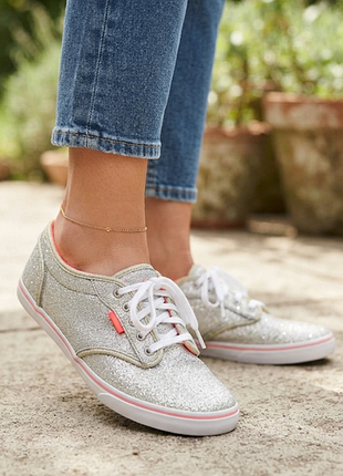 Серебристые женские кеды vans с блестками / vans glitter (оригинал)