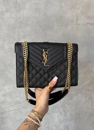 Saint laurent leather envelope chain bag black