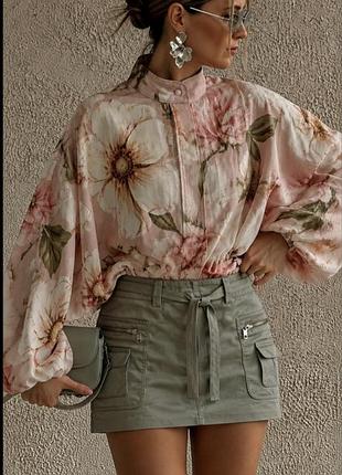 Юбка карго мини светло мятного цвета. размер s. topshop