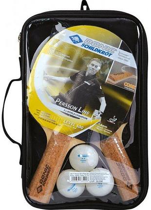 Набор для пинг-понга donic persson 500 cork 2-player set (2ракетки+чехол+3мягкая)