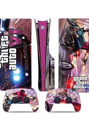 Вінілова наклейка grand theft auto 6 для ps5 slim disk edition