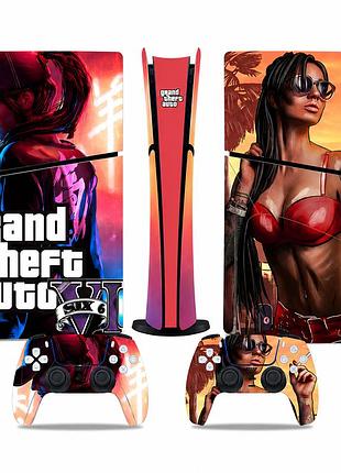 Наклейка для ps5 slim digital edition gta vi