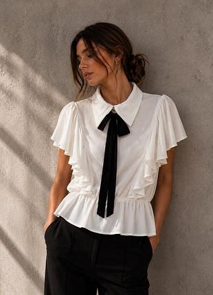 Блуза zara з воланами та контрастною стрічкою, розмір s