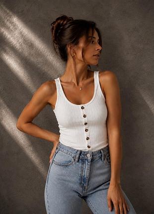 Білий топ new look у рубчик на ґудзиках, розмір xs-s/ 34-36