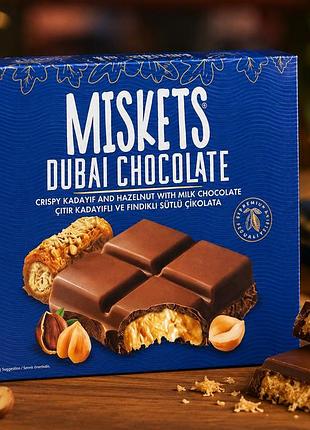 Дубайский молочный шоколад miskets dubai chocolate с кадраифом и фундуком 100 г