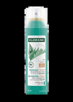 Сухий шампунь для темного волосся klorane shampooing sec séborégulateur ortie dark hair 150 мл (268040)