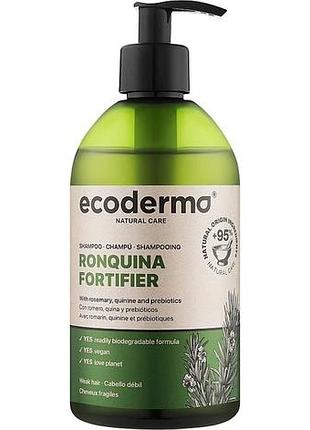 Шампунь ecoderma для укріплення та стимуляції росту волосся з розмарином та хіною ronquina fortifier 500 мл