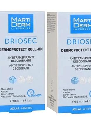 Кульковий антиперспирант-дезодорант martiderm driosec dermoprotect roll-on 2х50 мл (8437015942193)