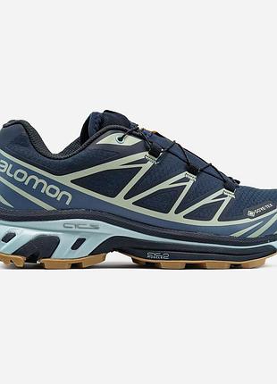 Мужские синие кроссовки salomon xt-6 gore-tex daver blue carbon bering sea х саломон 45