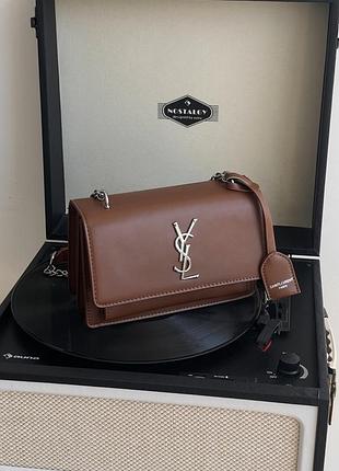 Жіноча сумочка клатч saint laurent гладка коричневий є