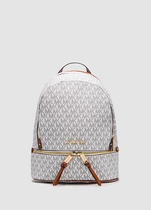 💎 michael kors large rhea logo backpack white 25 х 30 х 12 см