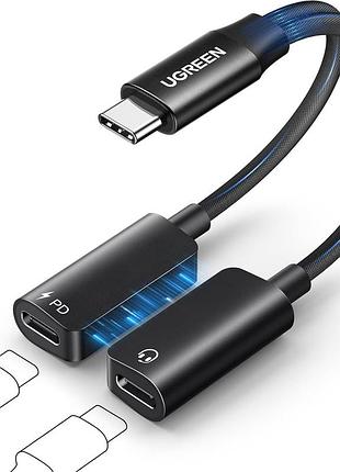Перехідник-розгалужувач ugreen cm821 usb-c splitter 1-in-2 з pd 60 вт чорний