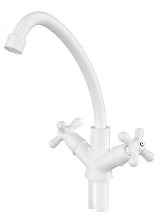 Смеситель на мойку белый maax-271 white (без подвода) тм plamix