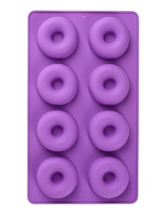 Силіконова форма для пончиків donuts r34950 на 8 комірок, 28.5 × 16.5 см, фіолетова