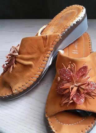 Relaxshoe ( італія -vera pelle) -помаранчеві замшеві шльопанці р 38 (25 см)