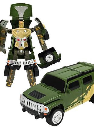 Игрушка робот трансформер джип внедорожник свет звук зеленый камуфляж 1:32 998-2