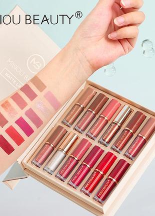 Набір блисків та матових помад misiou beauty matte lipstick набір 12шт*2,5г