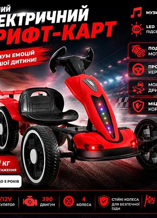 Дитячий електромобіль jam1691/1 з регульованою довжиною, led-підсвічуванням та музичними ефектами, червоний