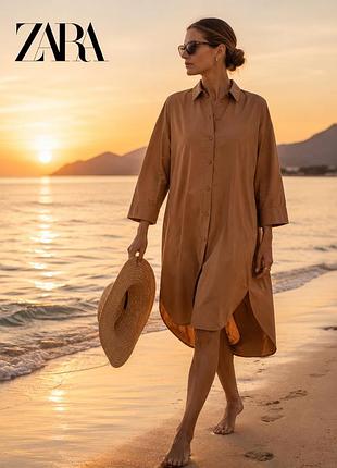 Zara пляжна вільна сукня сорочка з бавовни