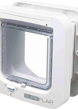 Дверцята для котів автоматичні з розпізнаванням мікрочипа sureflap microchip cat flap білі, розумні врізні двері для кота з rfid