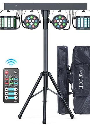 Світлодіодна диско-система 4-в-1 par light set zq01447 на стійці, т-подібна світлова перекладина з прожекторами par та ефектами