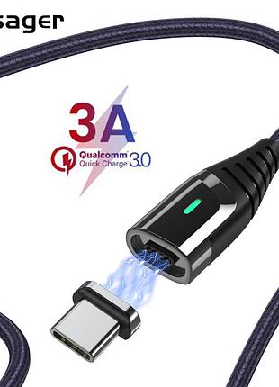 Магнитный кабель zinc черный essager usb type-c 1метр