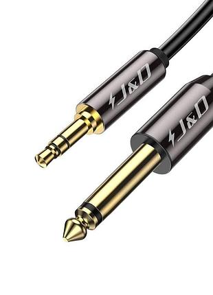 Аудиокабель j&d jack 3.5 мм – jack 6.35 мм (trs), позолоченный межсторонний кабель для подключения смартфона, пк к микшеру, усилит