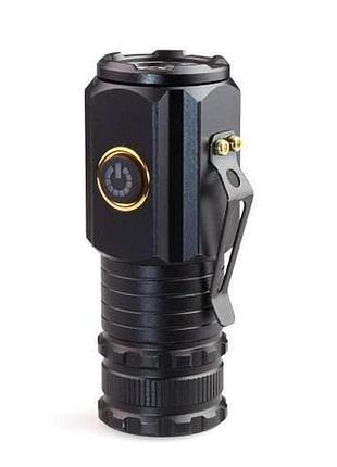 Потужний компактний led ліхтар ручний акумуляторний 3 світлодіоди (super bright alloy torch, type-c, металевий корпус, з кліпсою)