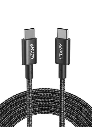 Кабель anker new nylon usb-c to usb-c 100w 1.8 м (a8757) плетеный для macbook, ipad, iphone 15/16/17, пк