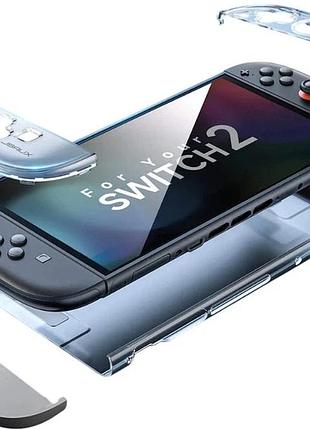 Прозорий захисний чохол jsaux pc0119a ergonomic controller full-cover case set для nintendo switch 2, ергономічний кейс