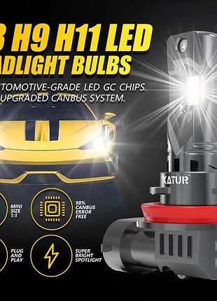 Автомобильные led лампы 2шт h8 h9 h11 с кулером canbus светодиодные