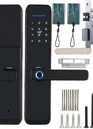 Умный биометрический замок intelligent lock p10 black, электронный смарт-замок с отпечатком пальца и кодом на двери