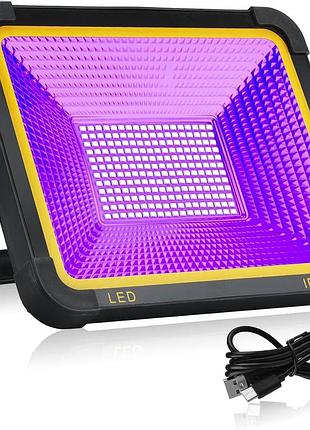 Акумуляторні ультрафіолетові прожектори 2шт bosytro uv blacklight 50w на сонячній батареї, уф-ліхтар 4400mah з функцією powerbank