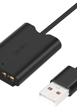 Адаптер живлення np-bx1 dummy battery (пустишка) з usb-кабелем для камер sony cyber-shot rx100, zv-1, живлення від power bank
