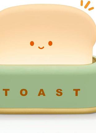 Акумуляторний нічник-світильник тостер "toast" бежевий, дитячий силіконовий приліжковий led нічник з регулюванням яскравості