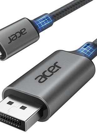 Кабель acer usb-c to displayport 4k@60hz 2м (ocb246) сірий, плетений кабель-перехідник type-c на dp для монітора, macbook, пк