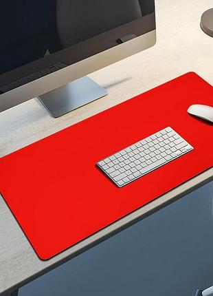 Настольный коврик для рабочего стола candy red desk pad 100x43 см, большой защитный коврик-накладка из экокожи, красный