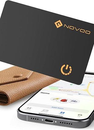 Умный ультратонкий поисковый трекер-карта novoo smart card item locator nfc3-207a для apple find my, беспроводная зарядка ip68