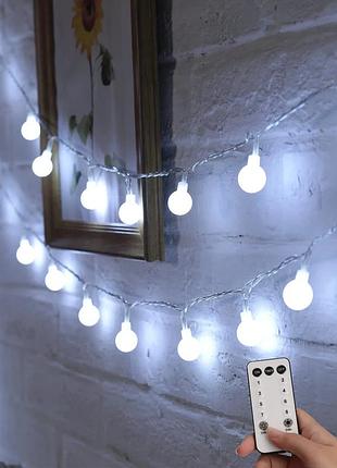 Декоративна світлодіодна гірлянда brightown globe string lights with willow twigs 30l на батарейках, інтер'єрна гірлянда-ліана