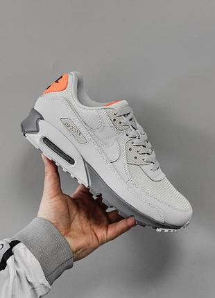 Серые кроссовки унисекс nike air max 90 grey orange х эйр макс 44