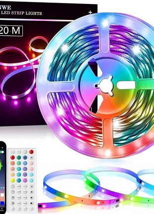 Світлодіодна led стрічка sinwe 20м rgb з керуванням через телефон (app) та пульт, синхронізація з музикою, блютуз