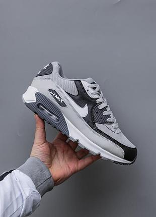 Серые кроссовки унисекс nike air max 90 grey black white х эйр макс 44