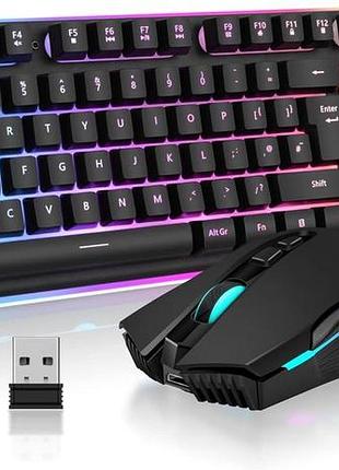 Ігровий набір redthunder k10 wired gaming combo, дротова геймерська клавіатура з підсвіткою та миша m10, комплект із підставкою