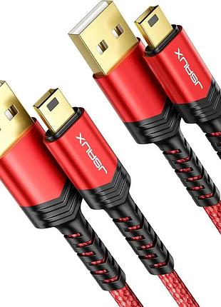 Набор кабелей usb - mini usb jsaux cc0025 2 шт (1м + 1.8м) красный нейлоновый шнур для видеорегистратора, gps-навигатора