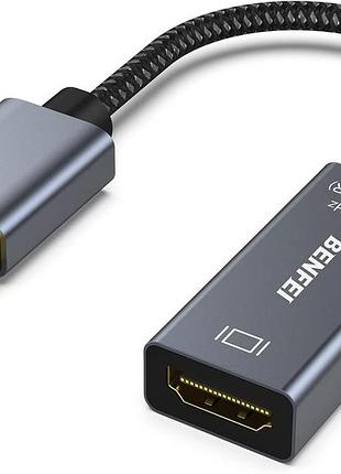 Активний адаптер displayport – hdmi benfei 4k 60hz (000288grey) dp to hdmi перехідник для пк, eyefinity