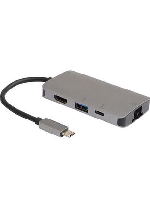 Адаптер usb type-c хаб microconnect usb3.1ccom14, многофункциональная док-станция usb-c на hdmi 4k, vga, rj45 lan, usb 3.0, type-c