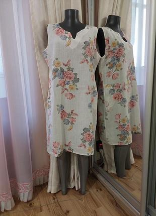 💯%льняное с карманами платье 👗 италия
