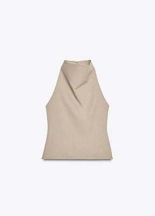 Жіночий топ з горловиною халтер на гудзиках від бренду zara.
