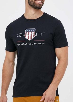 Чоловіча футболка gant logo чорна унісекс гант